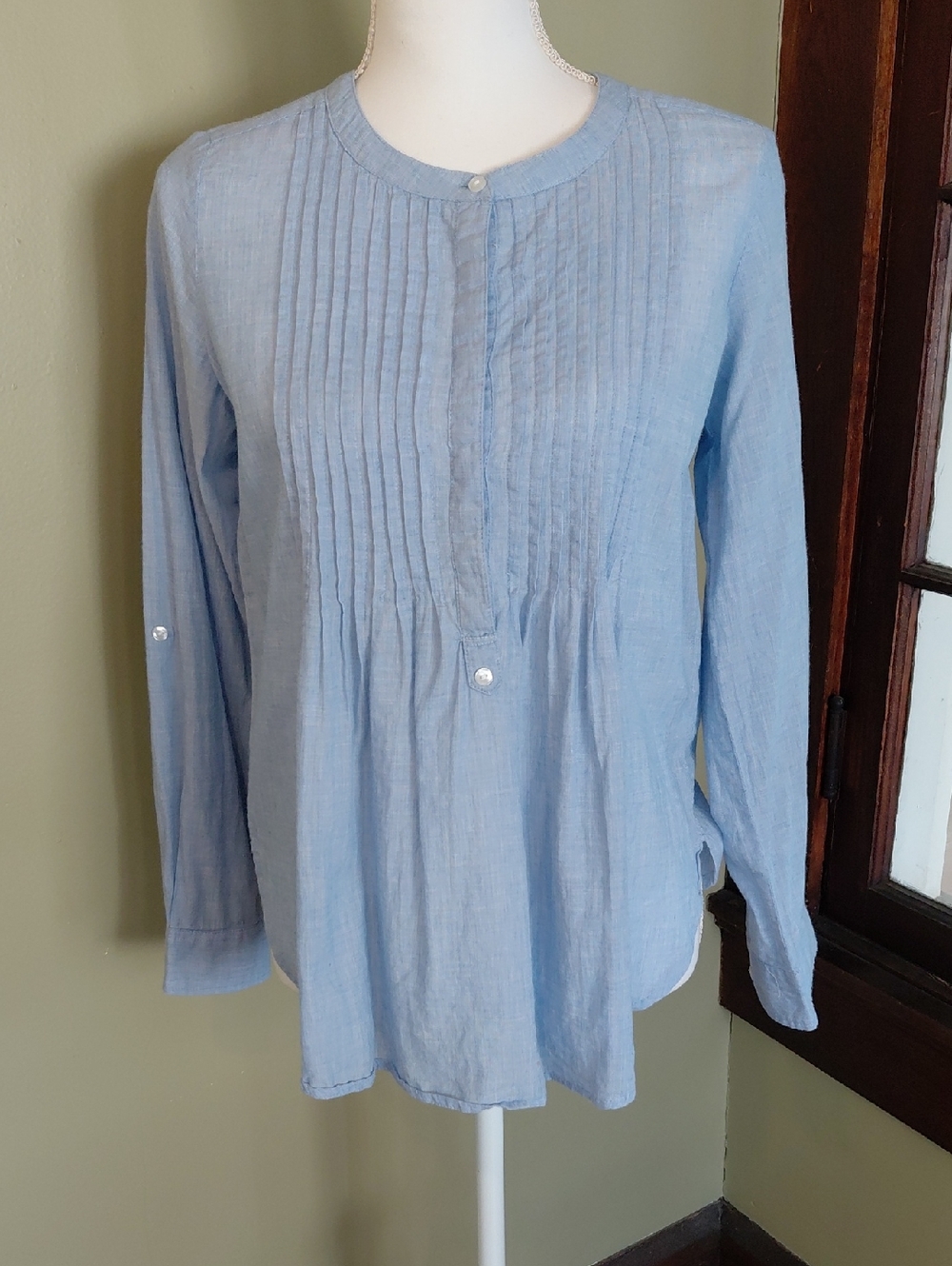 Westport Pale Blue Pintuck Popover Tunic